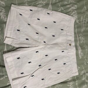 Ralph Lauren White Shorts with Navy Embroidery